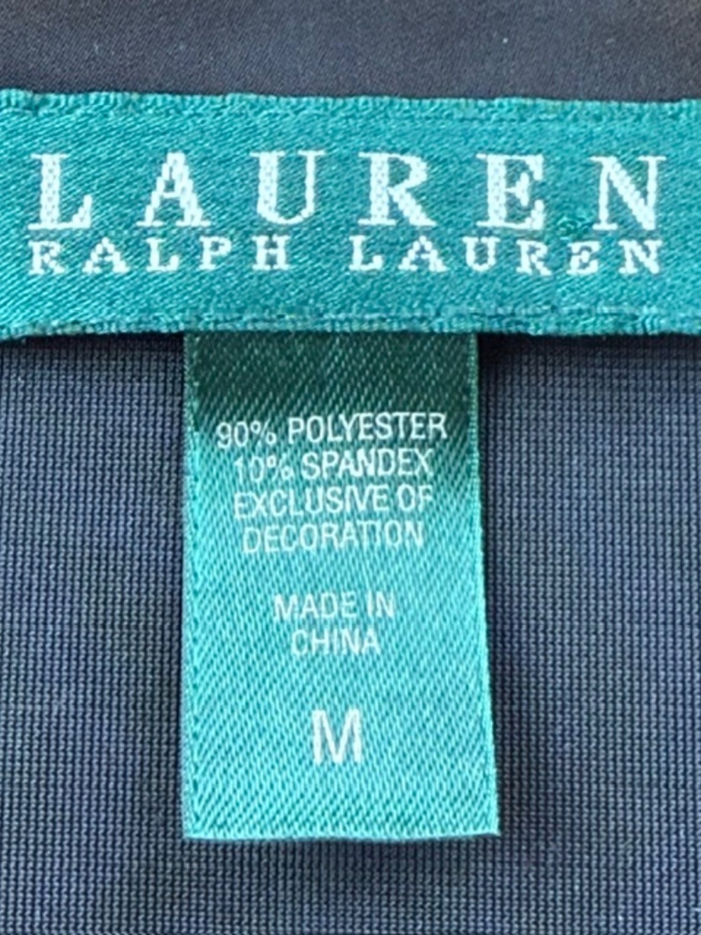 Lauren Ralph Lauren Black Velour V Neck Blouse with Sheer Ruffle Collar Medium - Picture 5 of 10